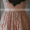 One Shoulder A-line Short/Mini Lace Ruffles Bridesmaid Dresses #DOB02017887