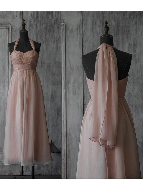 Sweetheart A-line Tea-length Chiffon Beading Bridesmaid Dresses #DOB02017891