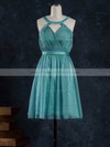 Scoop Neck A-line Short/Mini Chiffon Sashes / Ribbons Bridesmaid Dresses #DOB02017919