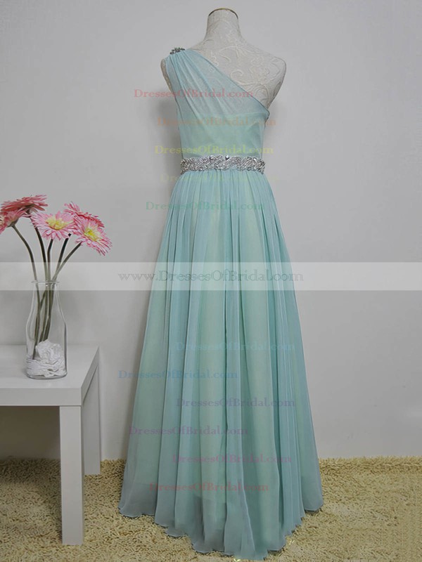 One Shoulder A-line Floor-length Chiffon Sashes / Ribbons Bridesmaid Dresses #DOB02017717