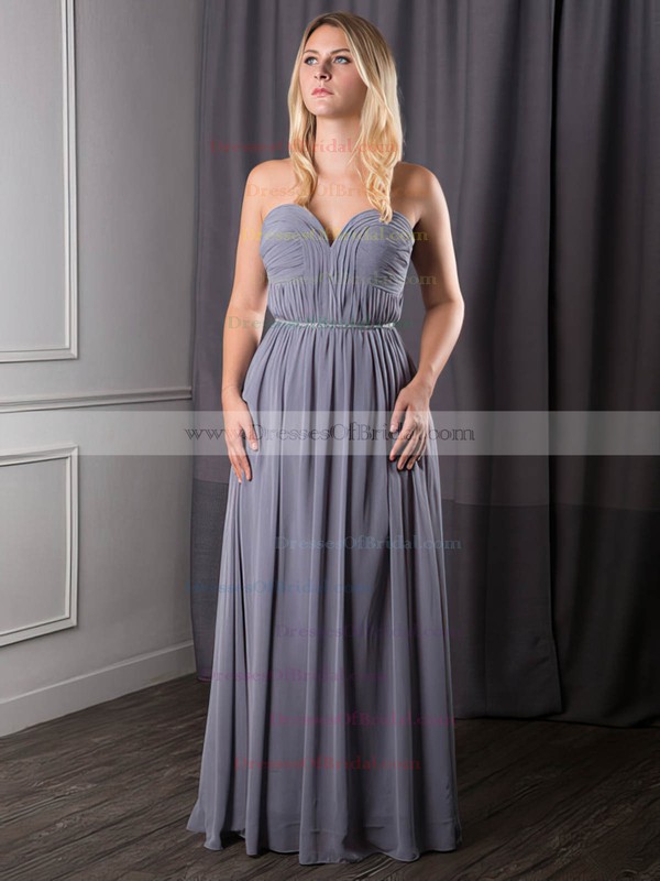 Sweetheart A-line Floor-length Chiffon Sashes / Ribbons Bridesmaid Dresses #DOB02017631