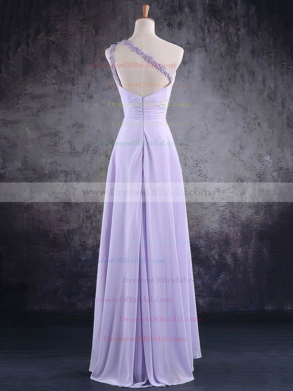 One Shoulder A-line Floor-length Chiffon Beading Bridesmaid Dresses #DOB02017584
