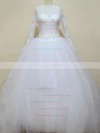 Scalloped Neck Ball Gown Chapel Train Lace Tulle Beading Wedding Dresses #DOB00021194