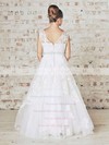 Scoop Neck Ball Gown Floor-length Lace Tulle Appliques Lace Wedding Dresses #DOB00021201