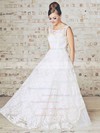 Scoop Neck Ball Gown Floor-length Lace Tulle Appliques Lace Wedding Dresses #DOB00021201