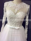 Scoop Neck Princess Floor-length Tulle Appliques Lace Wedding Dresses #DOB00021203
