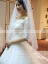 Off-the-shoulder Princess Cathedral Train Lace Tulle Appliques Lace Wedding Dresses #DOB00021213