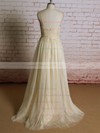 V-neck Empire Sweep Train Tulle Appliques Lace Wedding Dresses #DOB00021223