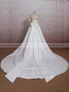 Square Neckline Princess Chapel Train Satin Bow Wedding Dresses #DOB00021224
