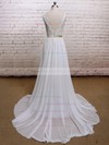 Sweetheart A-line Sweep Train Chiffon Lace Wedding Dresses #DOB00021225