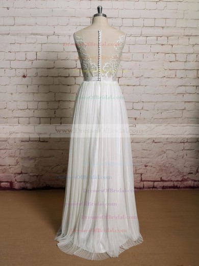 Scoop Neck Princess Floor-length Chiffon Appliques Lace Wedding Dresses #DOB00021226