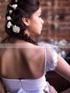 Square Neckline A-line Sweep Train Chiffon Tulle Beading Wedding Dresses #DOB00021369