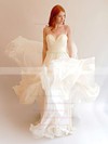 Sweetheart A-line Sweep Train Chiffon Ruffles Wedding Dresses #DOB00021393
