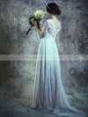 Scoop Neck A-line Sweep Train Lace Ruffles Wedding Dresses #DOB00021394