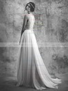 Scoop Neck A-line Sweep Train Chiffon Tulle Appliques Lace Wedding Dresses #DOB00021395