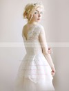 V-neck A-line Floor-length Lace Organza Ruffles Wedding Dresses #DOB00021254