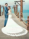 Off-the-shoulder Trumpet/Mermaid Cathedral Train Tulle Appliques Lace Wedding Dresses #DOB00021260
