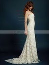 Sweetheart Trumpet/Mermaid Sweep Train Lace Flower(s) Wedding Dresses #DOB00021328