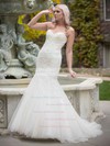 Sweetheart Trumpet/Mermaid Court Train Tulle Appliques Lace Wedding Dresses #DOB00021336