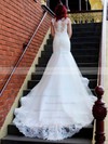 Scoop Neck Trumpet/Mermaid Chapel Train Lace Tulle Appliques Lace Wedding Dresses #DOB00021340