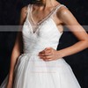 V-neck Ball Gown Court Train Tulle Beading Wedding Dresses #DOB00021345