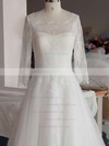 Scoop Neck Ball Gown Sweep Train Lace Tulle Appliques Lace Wedding Dresses #DOB00021346