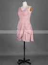 Short/Mini V-neck Chiffon Pleats Simple Pink Bridesmaid Dress #DOB01012389