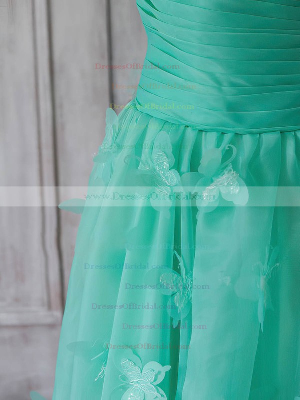 Strapless A-line Tea-length Organza Flower(s) Bridesmaid Dresses #DOB01012394