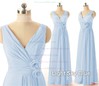V-neck Chiffon with Flower(s) Inexpensive A-line Watermelon Bridesmaid Dresses #DOB01012409