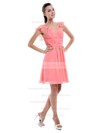 Designer Sweetheart Chiffon Ruffles Short/Mini Watermelon Bridesmaid Dress #DOB01012426