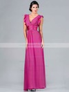V-neck A-line Floor-length Chiffon Ruffles Bridesmaid Dresses #DOB01012439
