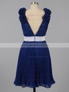 Short/Mini Chiffon Sashes/Ribbons V-neck Different Dark Navy Bridesmaid Dresses #DOB01012454