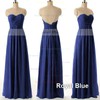 Top V-neck Chiffon Tulle with Beading Blue Floor-length Bridesmaid Dresses #DOB01012460