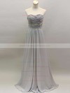 Cool Light Slate Gray Chiffon with Beading Sweetheart A-line Bridesmaid Dress #DOB01012461
