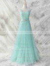 Scoop Neck A-line Court Train Tulle Appliques Lace Bridesmaid Dresses #DOB01012462