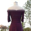 Modern 1/2 Sleeve Off-the-shoulder Pleats Chiffon Purple Mother of the Bride Dress #DOB01021566