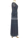 3/4 Sleeve Floor-length Lace Chiffon Ruffles Pretty V-neck Mother of the Bride Dress #DOB01021558