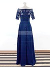 Best Royal Blue Short Sleeve Chiffon Tulle Appliques Lace Off-the-shoulder Mother of the Bride Dress #DOB01021562