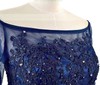 Best Royal Blue Short Sleeve Chiffon Tulle Appliques Lace Off-the-shoulder Mother of the Bride Dress #DOB01021562
