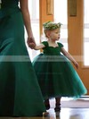 Ball Gown Ruffles Dark Green Tulle Tea-length Modern Flower Girl Dress #DOB01031797
