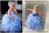 Ball Gown Scoop Neck with Flower(s) Light Sky Blue Organza Flower Girl Dress #DOB01031801