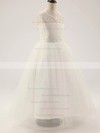 Nice Ivory Lace Tulle Ruffles A-line Scoop Neck Flower Girl Dress #DOB01031812
