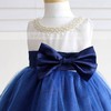 Pretty Scoop Neck Satin Tulle Pearl Detailing Tea-length Flower Girl Dress #DOB01031813