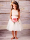 Scoop Neck A-line Tea-length Tulle Appliques Lace Flower Girl Dresses #DOB01031829
