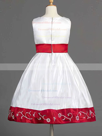 Multi Colours Satin Bow Scoop Neck Nicest Knee-length Flower Girl Dress #DOB01031839