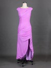 Lavender Cap Straps Scoop Neck Chiffon Nice Split Front Sheath/Column Mother of the Bride Dress #DOB01021575