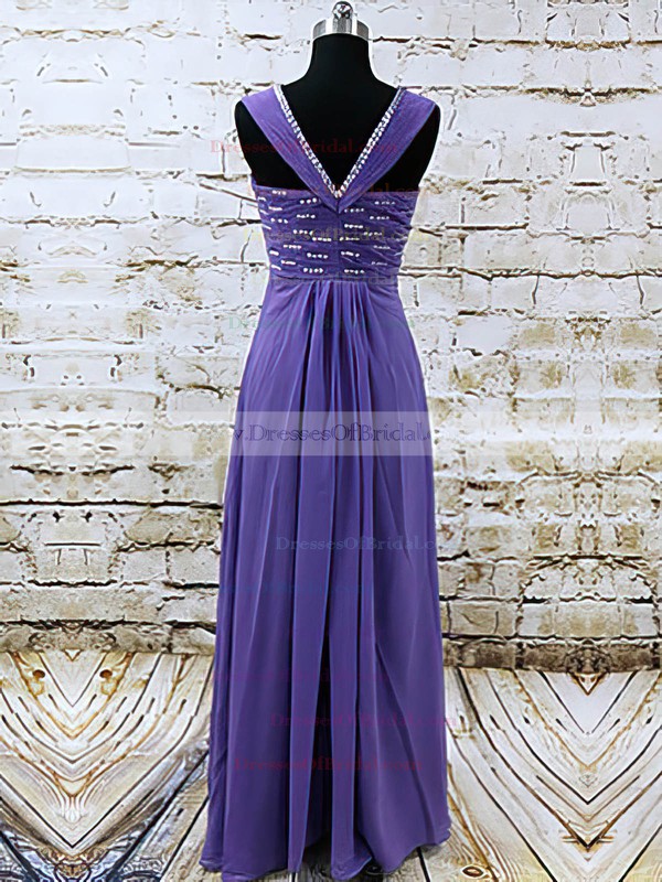 V-neck Straps Chiffon with Sequins Nicest Floor-length Mother of the Bride Dress #DOB01021585