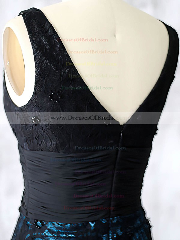 Custom V-neck Black Lace Chiffon with Beading Sheath/Column Mother of the Bride Dresses #DOB01021598