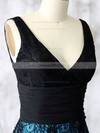 Custom V-neck Black Lace Chiffon with Beading Sheath/Column Mother of the Bride Dresses #DOB01021598
