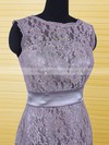 Elegant Sheath/Column Gray Lace with Sashes / Ribbons Scoop Neck Mother of the Bride Dresses #DOB01021606